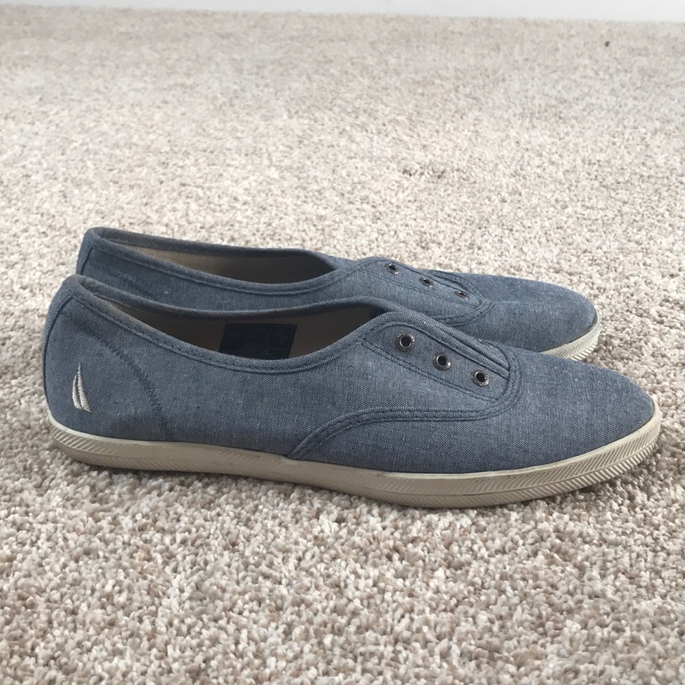 Jean print slip-ons